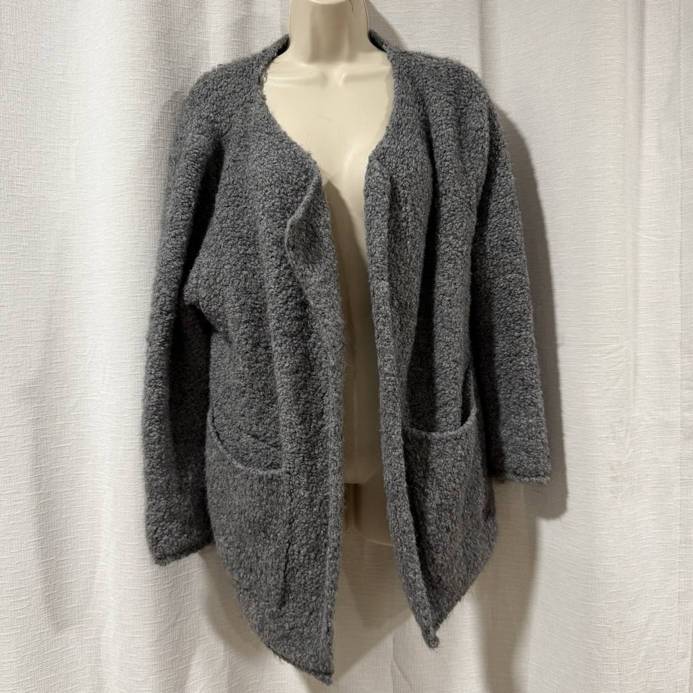 Women's Sweater Large Grey Cardigan Alpaca Wool Blend Made in Italy Unbranded
